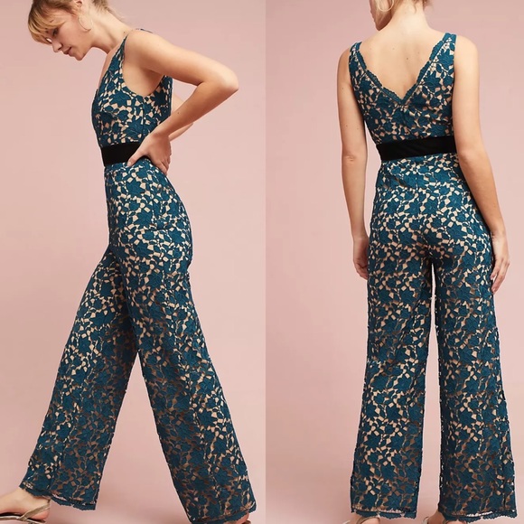 Anthropologie Pants - Anthro “Monique Llhulier” Lace Vneck Jumpsuit